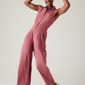 NWT Athleta Brooklyn Heights Wide Leg Jumpsuit in Berry Rose